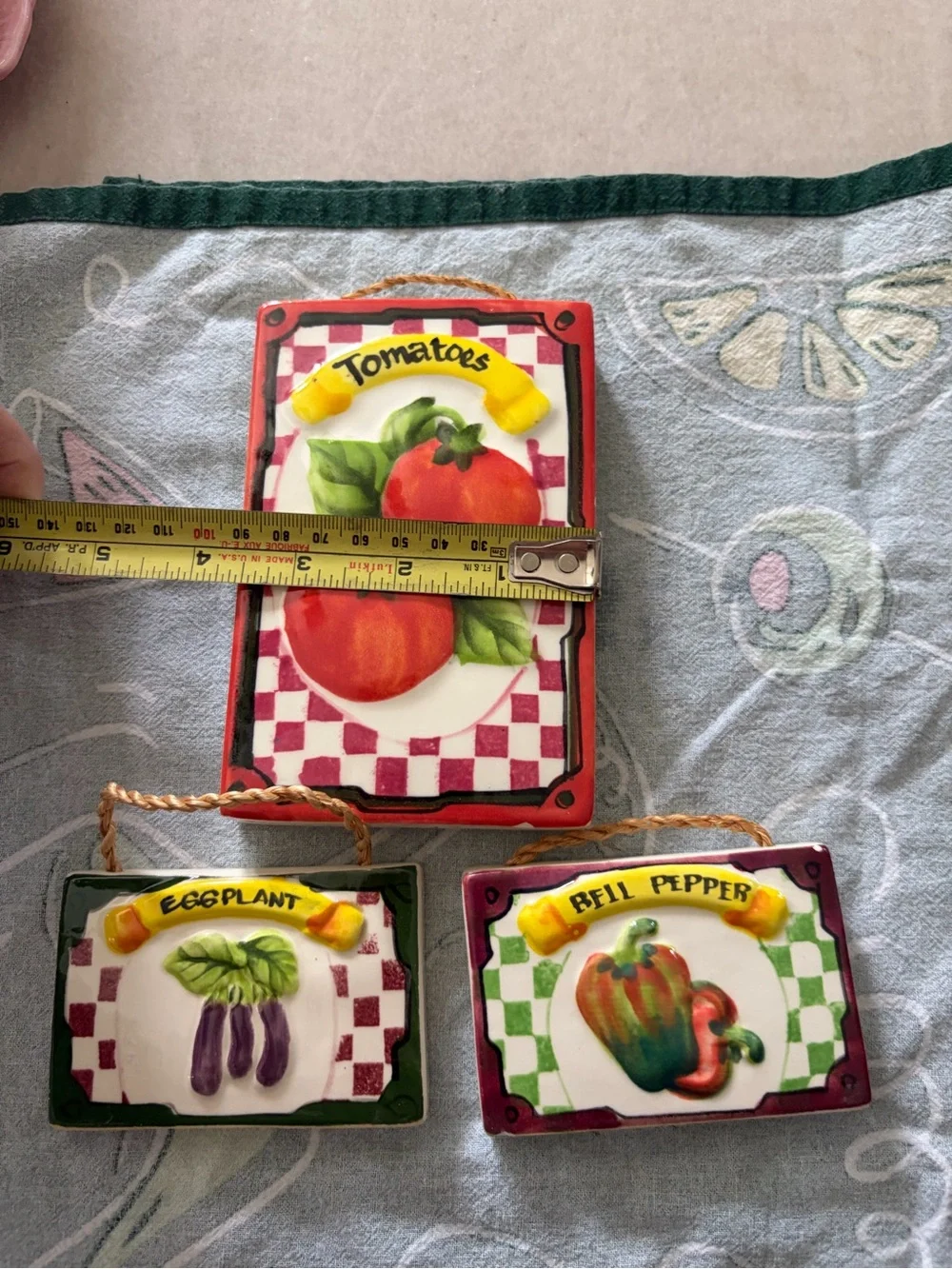 Studio Nova Ceramic Vegetable Wall Plaques in Red, Green, Purple